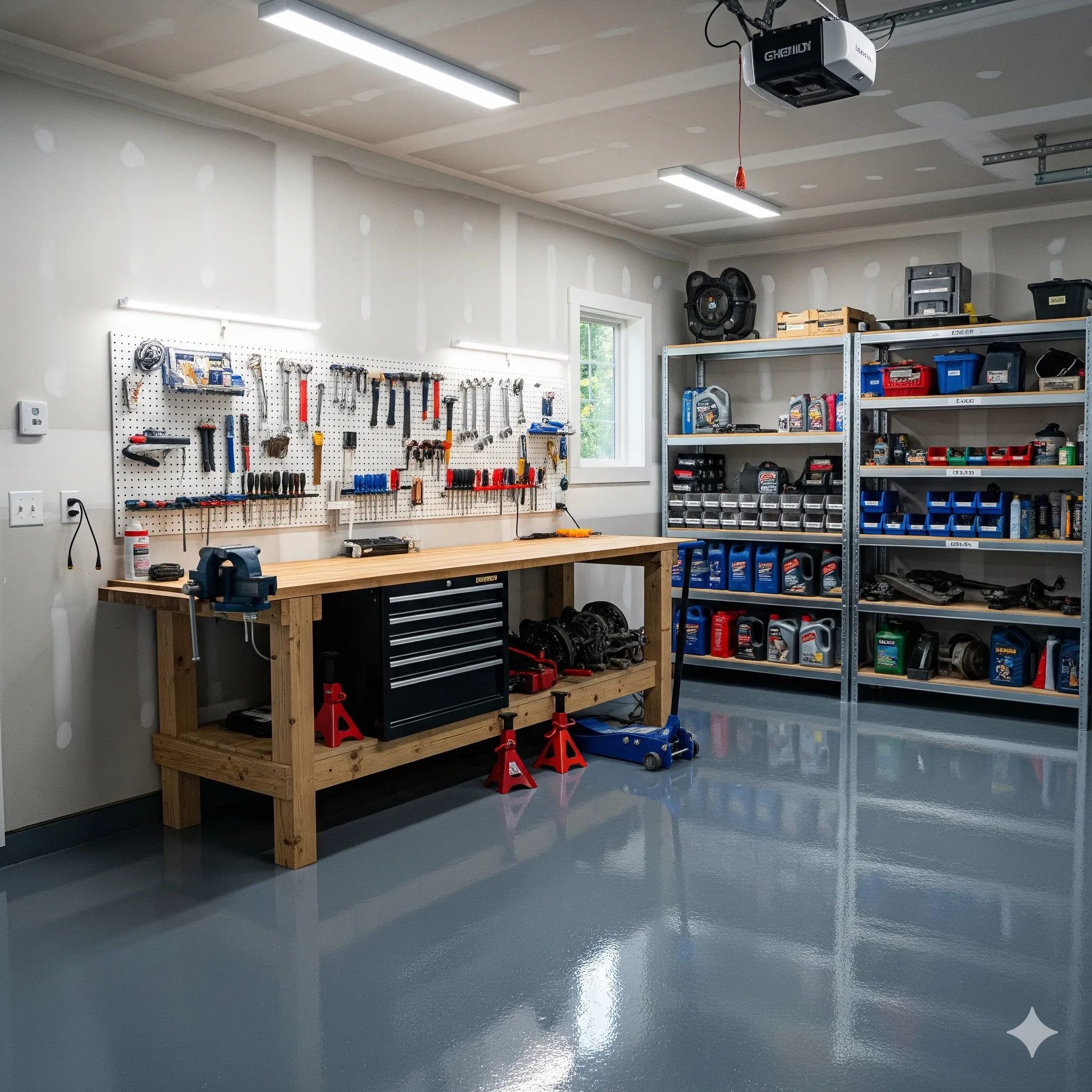 Workbench with cabinets